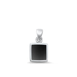 Sterling Silver Oxidized Black Agate Square Pendant Face Height-11mm