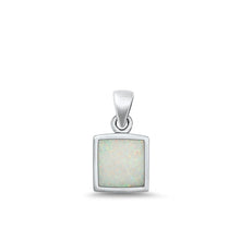Load image into Gallery viewer, Sterling Silver Oxidized White Lab Opal Square Pendant Face Height-11mm