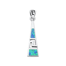 Load image into Gallery viewer, Sterling Silver Oxidized Aztec Blue Lab Opal Pendant Face Height-27mm