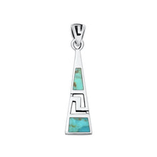 Load image into Gallery viewer, Sterling Silver Oxidized Aztec Genuine Turquoise Pendant Face Height-27mm
