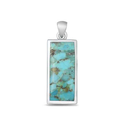 Sterling Silver Oxidized Genuine Turquoise Pendant-28mm