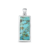 Sterling Silver Oxidized Genuine Turquoise Pendant-28mm
