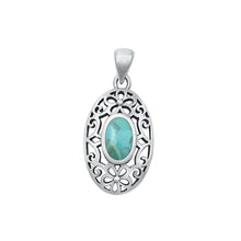 Load image into Gallery viewer, Sterling Silver Oxidized Genuine Turquoise Pendant-23.5mm