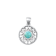 Load image into Gallery viewer, Sterling Silver Oxidized Genuine Turquoise Pendant-18mm