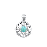 Sterling Silver Oxidized Genuine Turquoise Pendant-18mm
