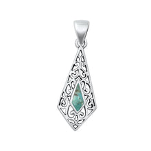 Load image into Gallery viewer, Sterling Silver Oxidized Genuine Turquoise Pendant Face Height-27.7mm