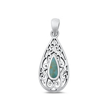 Load image into Gallery viewer, Sterling Silver Oxidized Genuine Turquoise Pendant-25.6mm