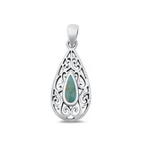 Sterling Silver Oxidized Genuine Turquoise Pendant-25.6mm