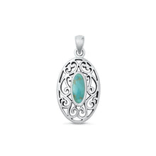 Load image into Gallery viewer, Sterling Silver Oxidized Genuine Turquoise Pendant-23.8mm