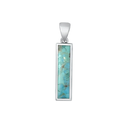Sterling Silver Oxidized Genuine Turquoise Pendant-23mm