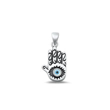 Load image into Gallery viewer, Sterling Silver Oxidized Hamsa Mother Of Pearl Pendant Face Height-16.5mm