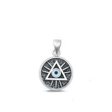 Load image into Gallery viewer, Sterling Silver Oxidized Evil Eye Mother Of Pearl Pendant Face Height-14.7mm