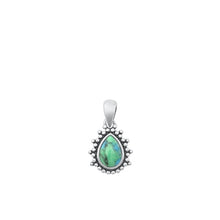 Load image into Gallery viewer, Sterling Silver Oxidized Genuine Turquoise Bali Style Pendant-11.3mm
