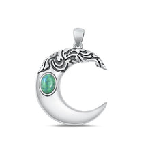 Load image into Gallery viewer, Sterling Silver Oxidized Genuine Turquoise Moon Stone Pendant Face Height-27.3mm