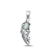 Load image into Gallery viewer, Sterling Silver Oxidized White Lab Opal Pendant Face Height-23.5mm