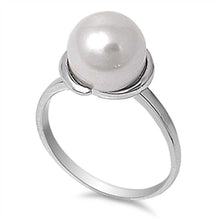 Load image into Gallery viewer, Sterling Silver Round Genuine Freshwater Pearl Shaped CZ RingAnd Face Height 10mm