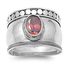 Load image into Gallery viewer, Sterling Silver Garnet Cubic Zirconia Bali Ring