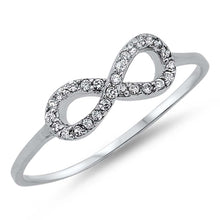 Load image into Gallery viewer, Sterling Silver Classy Thin Simulated Diamond Pave Infinity Ring with Face Height of 5MM