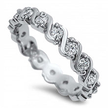 Load image into Gallery viewer, Sterling Silver Fancy Infinity Band Ring with Clear Czs InlaidAnd Face Height of 4MM