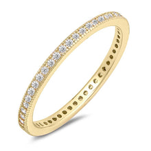 Load image into Gallery viewer, Sterling Silver Yellow Gold Classy Eternity Band Ring with Clear Simulated Crystals on Channel SettingAnd Band Width 2 MM