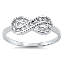 Load image into Gallery viewer, Sterling Silver Modish Infinity Design with Clear Cz RingAnd Face Height of 7MM