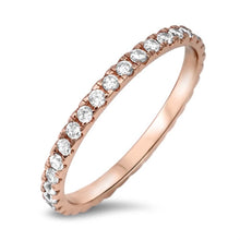 Load image into Gallery viewer, Sterling Silver Rose Gold Plated  Eternity Band with Clear CzAnd Face Height of 2MM