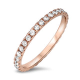 Sterling Silver Rose Gold Plated  Eternity Band with Clear CzAnd Face Height of 2MM