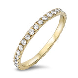 Sterling Silver Yellow Gold Plated  Eternity Band with Clear CzAnd Face Height of 2MM