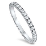 Sterling Silver Eternity Band with Clear CzAnd Face Height of 2MM