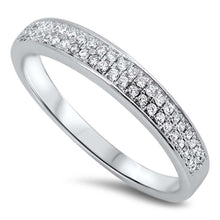 Load image into Gallery viewer, Sterling Silver Micro Pave Clear Cz Band Ring with Face Height of 4MM