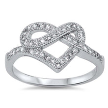 Load image into Gallery viewer, Sterling Silver Stylish Heart Infinity Design with Clear Cz RingAnd Face Height of 12MM