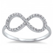 Load image into Gallery viewer, Sterling Silver Modish Inifinity Design with Clear Cz RingAnd Face Height of 8MM