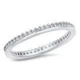 Sterling Silver Classy Stackable Band Ring Set with Small Round Cut Clear CzsAnd Band Width of 2MM
