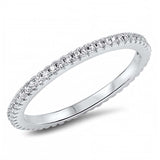Sterling Silver Modish Stackable Band Ring Set with Small Round Cut Clear Cz StoneAnd Band Width of 2MM