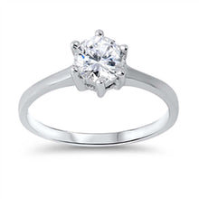 Load image into Gallery viewer, Sterling Silver Classy Solitaire Round Cut Clear Cz Ring with Center Stone of 6MM