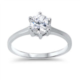 Sterling Silver Classy Solitaire Round Cut Clear Cz Ring with Center Stone of 6MM