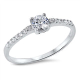 Sterling Silver Elegant Solitaire Round Cut Clear Cz Ring with Center Stone Size of 5MM