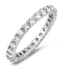 Load image into Gallery viewer, Sterling silver Classy Round Cut Clear Czs Stackable Band Ring with Band Width of 3MM