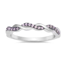 Load image into Gallery viewer, Sterling Silver Infinity Shaped Pink And Clear CZ RingAnd Face Height 3mm
