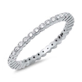 Sterling Silver Classy Stackable Band Ring Set with Round Cut Clear CzsAnd Band Width of 2MM