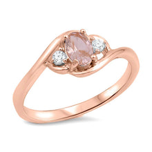 Load image into Gallery viewer, Sterling Silver Infinity Flower Shaped Clear CZ Ring With Pink Morganite StoneAnd Face Height 8mm