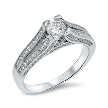 Load image into Gallery viewer, Sterling Silver Filigree Style Micro Pave with Centered Round Cut Clear Cz RingAnd Face Height of 5MM