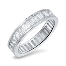 Load image into Gallery viewer, Sterling Silver Thick Eternity Band Ring with Baguette Clear Cz StonesAnd Band Width of 5MM