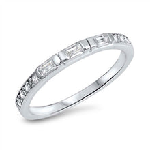 Load image into Gallery viewer, Sterling Silver Modish Eternity Ring with Round Cut and Centered Baguette Clear Cz StonesAnd Face Heigth of 2MM
