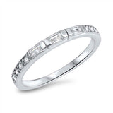 Sterling Silver Modish Eternity Ring with Round Cut and Centered Baguette Clear Cz StonesAnd Face Heigth of 2MM