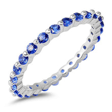 Load image into Gallery viewer, Sterling Silver Blue Sapphire CZ Stackable Ring with Ring Face Height of 2MM