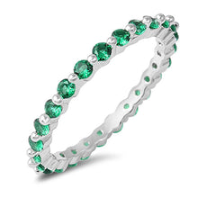 Load image into Gallery viewer, Sterling Silver Emerald Green CZ Stackable Ring with Ring Face Height of 2MM