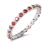 Sterling Silver Garnet CZ Stackable Ring with Ring Face Height of 2MM