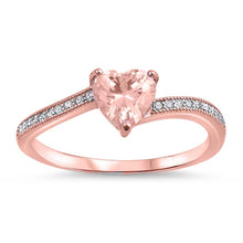 Load image into Gallery viewer, Sterling Silver Heart With Morganite And Cubic Zirconia Ring