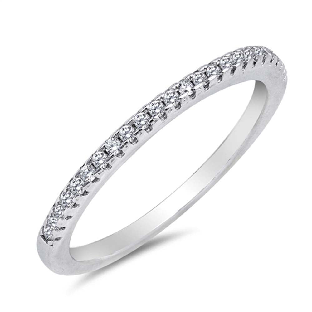 \r\nSterling Silver Clear CZ Eternity RingAnd Face Height of 2 mm